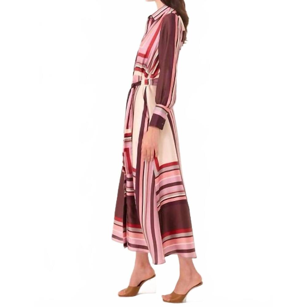 NEW MISA LOS ANGELES herminia midi dress in chocolate geo stripe - Picture 3 of 8